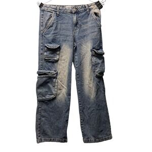 S.O.N.G. Y2K Retro Cargo Gorpcore Wide Leg Utility Denim Mens Jeans W30 x L28